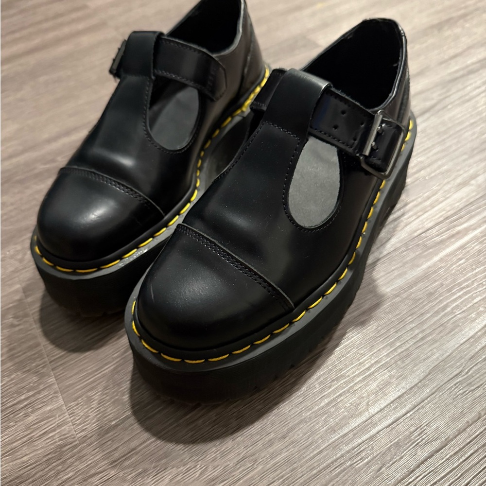 Dr. Martens Black Platform T-Bar Shoes - Picture 3 of 4